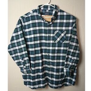 Jackson Hole Flannel Shirt Plaid Button Up Long Sleeve Green‎ 4XL BB